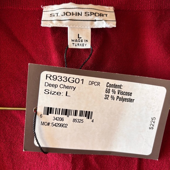 NWT St. John Sport Sleeveless Deep Cherry Scoop Neck Golf Tank Sz L - Picture 4 of 7